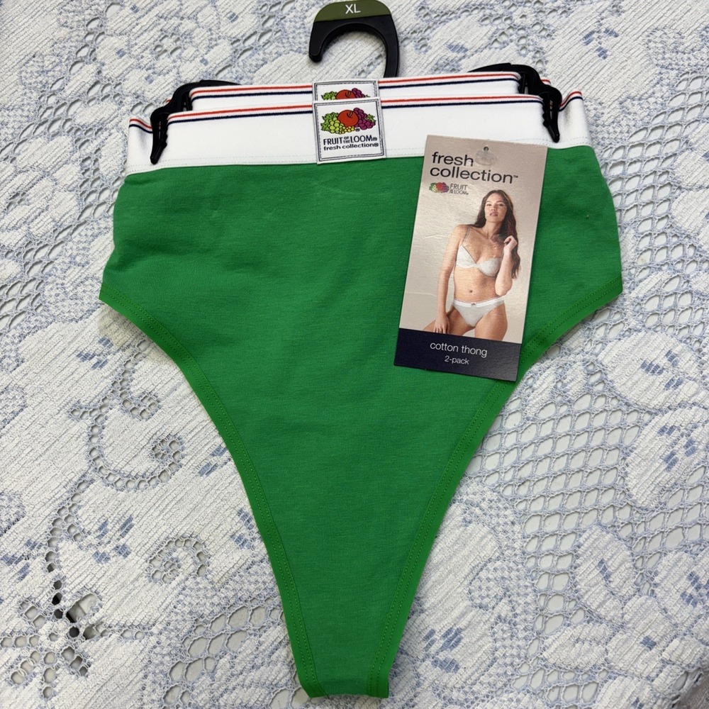 Fruit of the Loom 2-Pair Womens Thong Underwear Panties Cotton Blend XL
